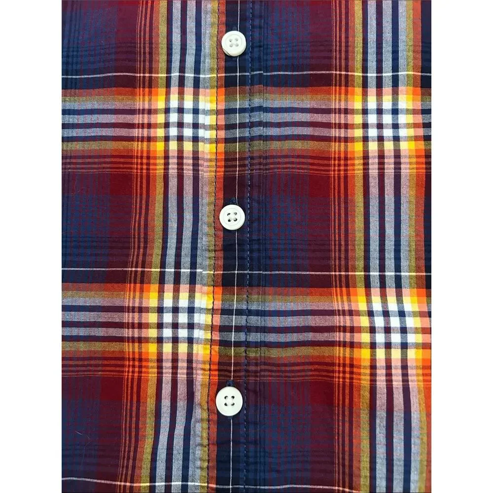 Gymboree Kid’s Plaid Button-Down Shirt in Navy, Red& Yellow, Size L (10-12)